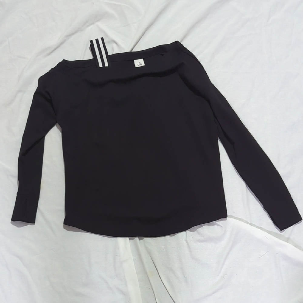 CAbi Black Long Sleeve Off-Shoulder Top